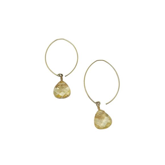 Strathmore Classic GF Champagne Earrings 14K Gold Teardrop Crystal Swarovski - Picture 1 of 4